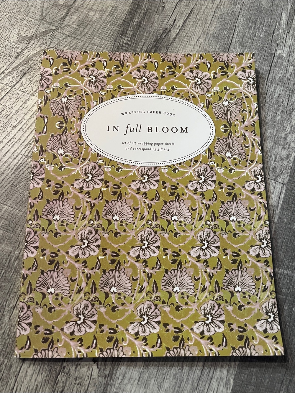Anthropologie In Full Bloom Floral Wrapping Paper Book - Olive & Pink